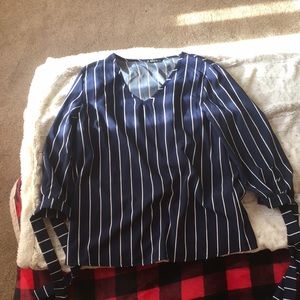 SHEIN flowy blue and white striped shirt